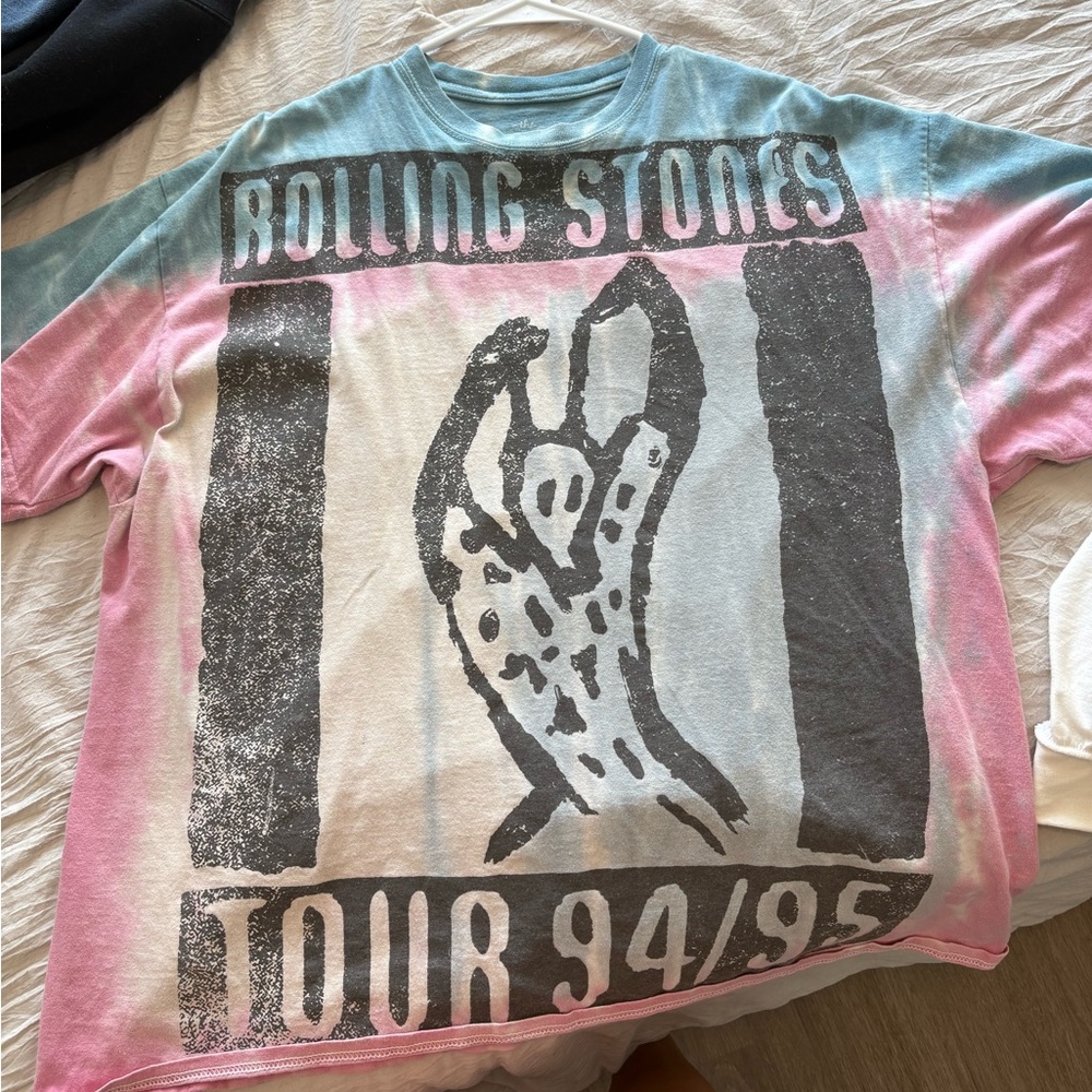 Urban Outfitters Rolling Stones Tour Tee - Pink, Blue, White